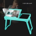 thumbnail image 4 of GPCT Foldable Laptop Table Bed Notebook Desk w/Cooling Fan Mouse Board LED light 4 x USB Ports Breakfast Snacking Tray with Storage Groove For Home Office Use, 4 of 8