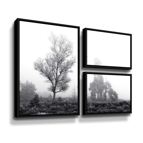 Artwall Less is More, 3 Piece Floater Framed Canvas Flag Set by Martin Podt