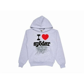 Sp5der Men's OG Rhinestone Logo Hoodie Black, from StockX