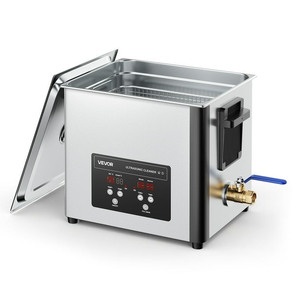 Limpiador ultrasónico VEVOR de 10 l, máquina profesional con cesta de limpieza y pantalla digital, 180 W, acero inoxidable, 40 kHz, para relojes, maquinillas de afeitar, joyas, monedas y más.