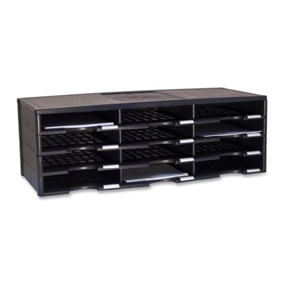Storex Literature Organizer - 11.12" X 31.5" X 14" - 12 Compartment[S] - Plastic - Black (61602U01C)