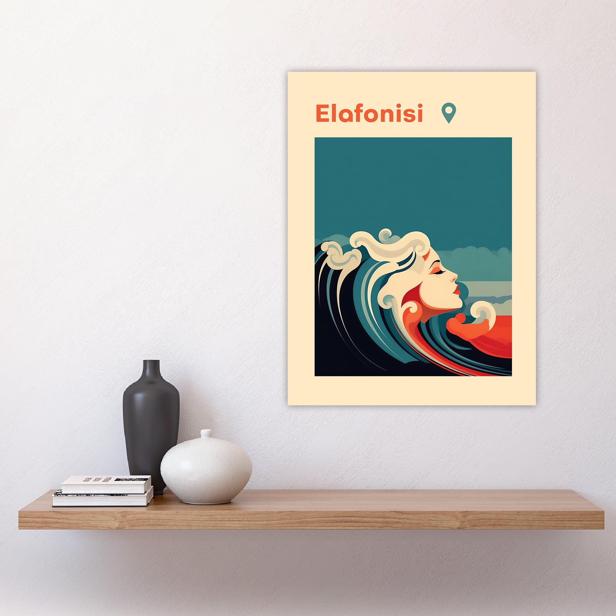 The Seaside Calls Elafonissi Beach Greece Modern Woman of the Waves Sea  Siren Ocean Large Wall Art Poster Print Thick Paper 18X24 Inch 