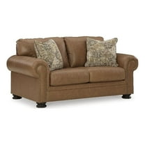 Bowery Hill Traditional Corner-blocked Frame Leather Caramel Loveseat