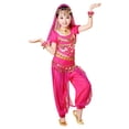 thumbnail image 3 of Weebloom Girls Outfits Dance Performance Outfit Belly Dance Ethnic Practice Dress Children Folk Dance Wear Design Girl Clothes Set Size 7-8 Years Pink, 3 of 7