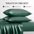 thumbnail image 5 of Yalamila Satin Sheet Set Twin Size, Green 3 Pcs, Luxury Silky Soft 3 Pieces Bed Sheet Set with Deep Pocket Fitted Sheet, Flat Sheet and Pillowcase for Hair and Skin, 5 of 10