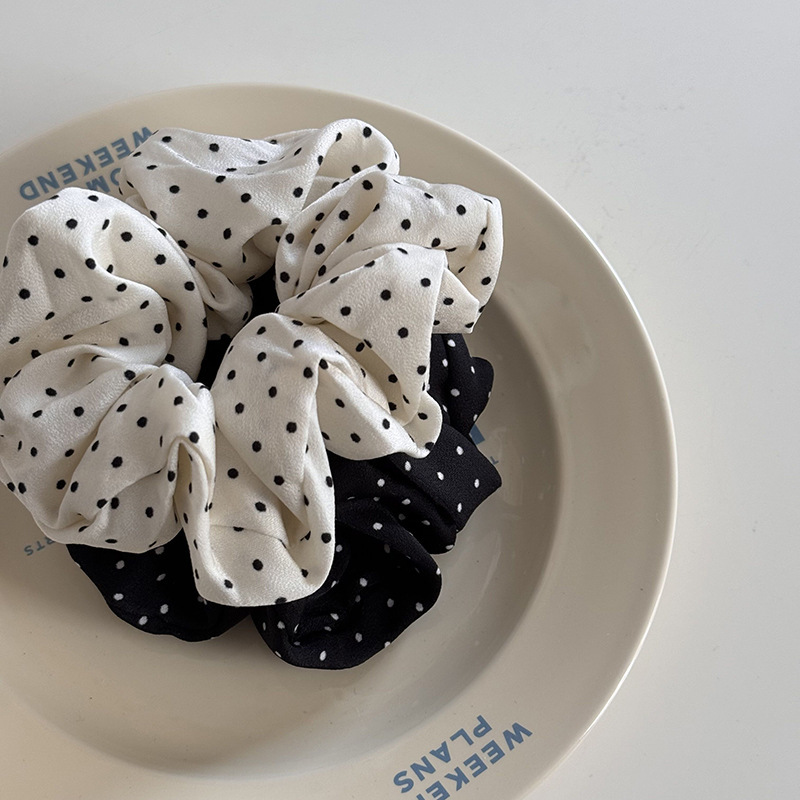 French Gentle Elegant Dot Scrunchies Women Girls Kid Elastic Hair Rubber Bands Accessories Tie Hair Ring Rope Headdress Headwear