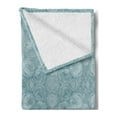 thumbnail image 2 of Abstract Soft Flannel Fleece Blanket, Intricate Swirl Circles Rhythmic Motifs Charcoal Look Bicolored Pattern, Cozy Plush for Indoor and Outdoor Use, 50" x 70", Dark Teal and White, by Ambesonne, 2 of 5