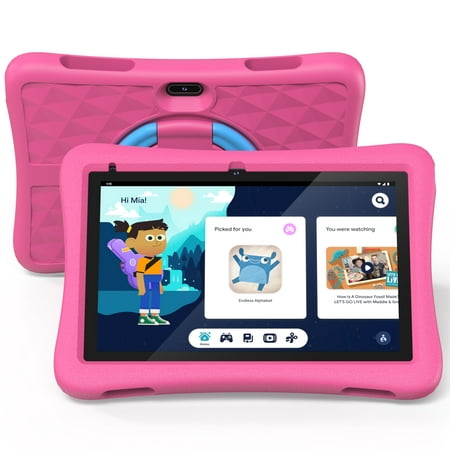 Plimpton Kids Tablet 10 inch, Google Kids Space, 2+32GB Storage, Android 12 Tablet for Kids, Parental Control Pre-Installed Education Apps, EVA Shockproof Case, PlimPad Kids10 - Pink