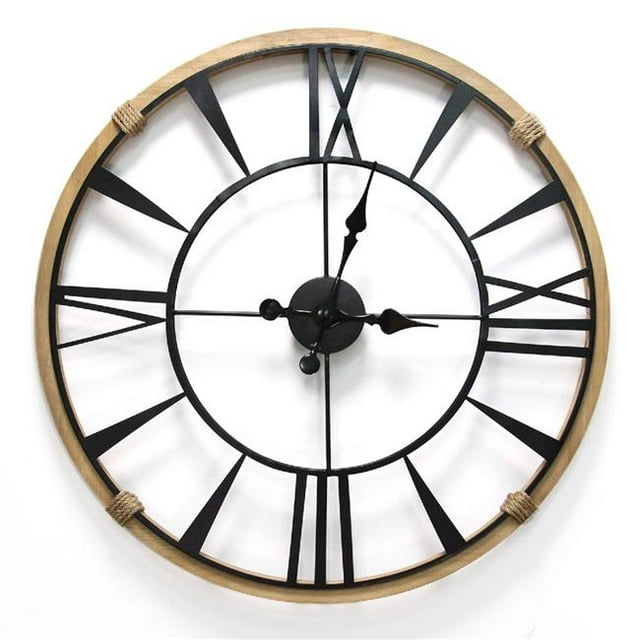 Stratton Home Decor S21020 Columbus Wall Clock - Natural & Black