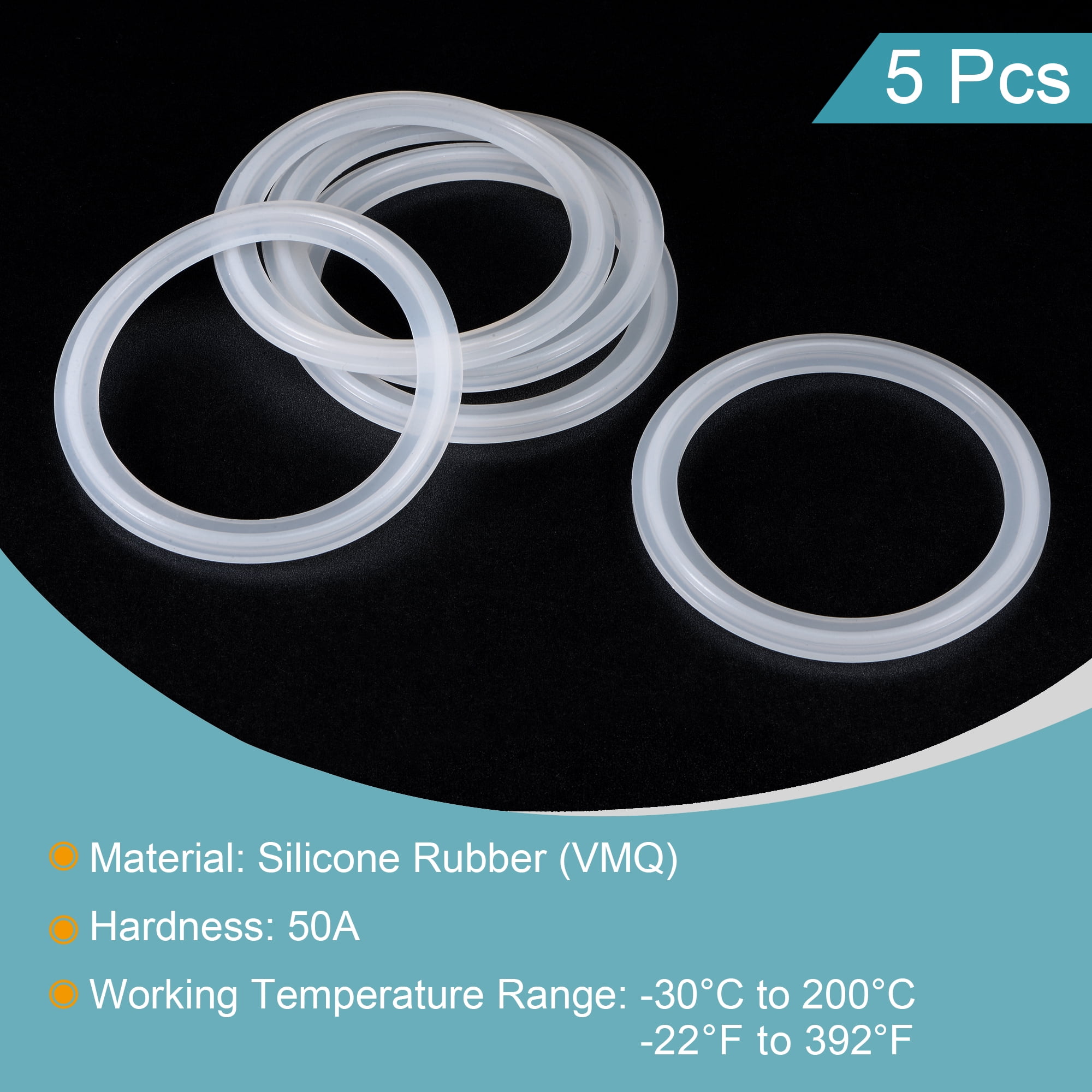 Unique Bargains Silicone Rubber Gaskets White 5Pcs 2.5"