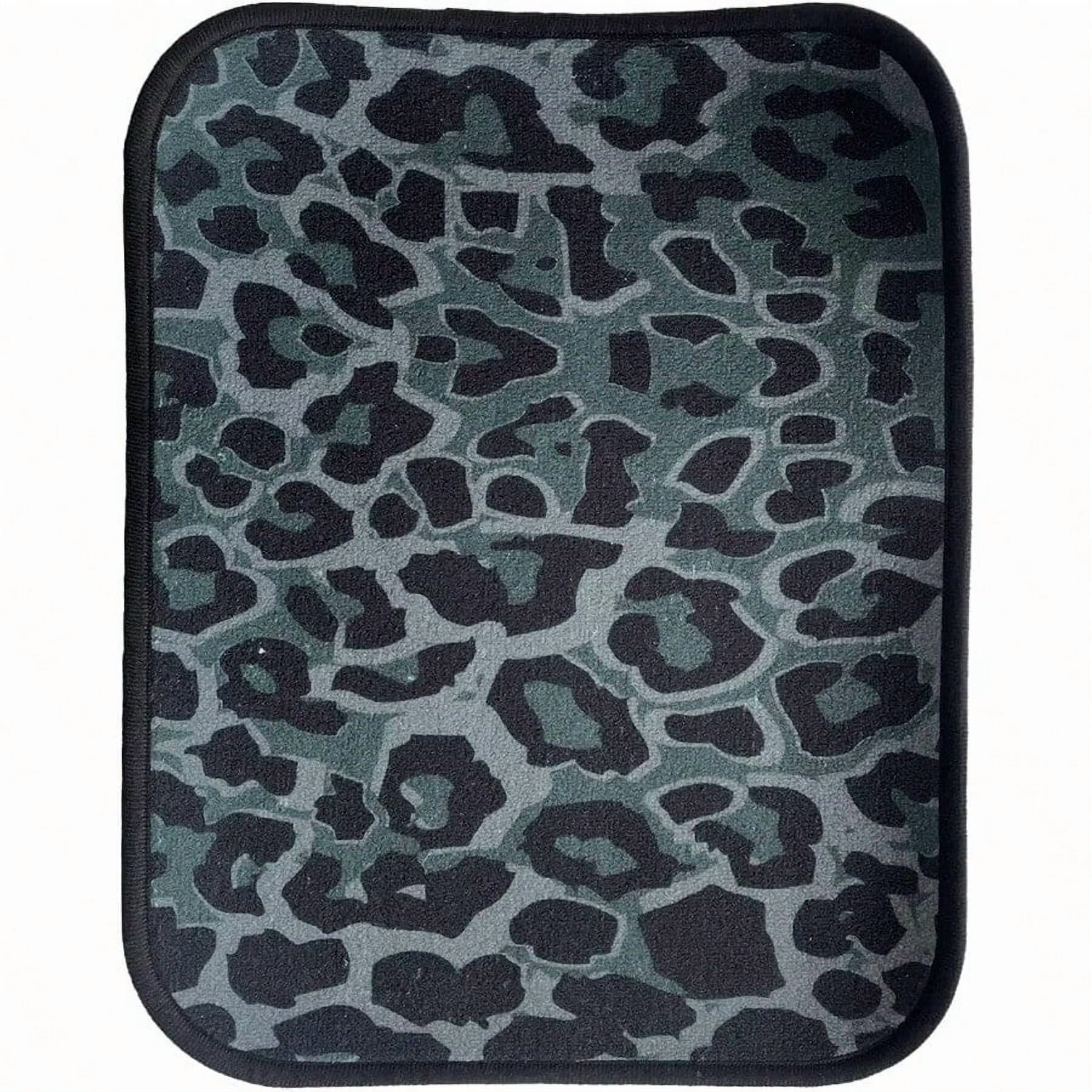 Black Green Leopard Print Car Floor Mats Universal Abstract Cheetah Pattern Wild Animal Skin Texture Floor Mats for Cars Front Rear Car Foot Rugs Cute Car Accories for Trucks SUV Sedans