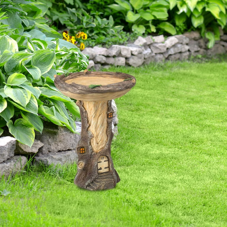 Giftesty Beautiful Sunflower Bird Bath Brown Pedestal Handmade For Outdoor