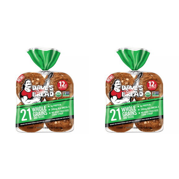 Dave's Killer Bread 21 Whole Grain & Seeds Organic Hamburger Buns, 8 ct Pack of 2 - burger buns, organic buns, dave's bread, hamburger rolls, grilling buns