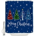 thumbnail image 3 of Polyester Fabric Navy Blue Christmas Shower Curtain, Xmas Tree Winter Snowflake, Waterproof Bathtub Curtain Bathroom Decor Set with Hooks 36 x 72 Inches,, 3 of 6