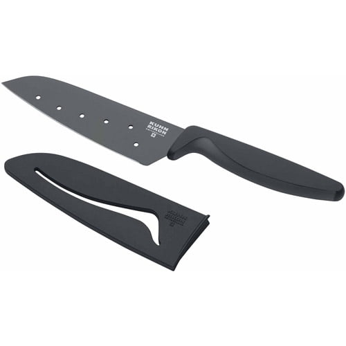Kuhn Rikon Original Small Santoku Knife Colori 5Inch Blade, Black