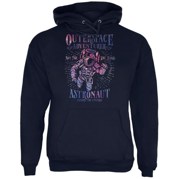 Outer Space Adventurer Astronaut Aim For The Stars Mens Hoodie Navy LG
