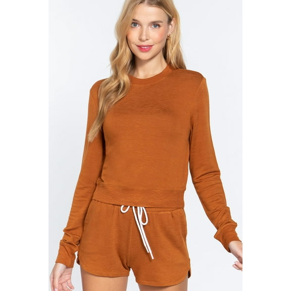 Long Sleeve Crew Neck Slub Terry Top