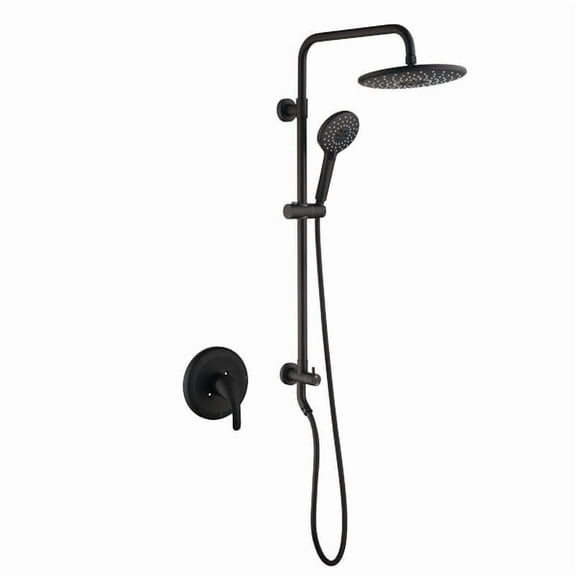 ANGELES HOME 10 inch Wall Mount Dual Shower Heads Shower System with Handheld Shower in Matte Black