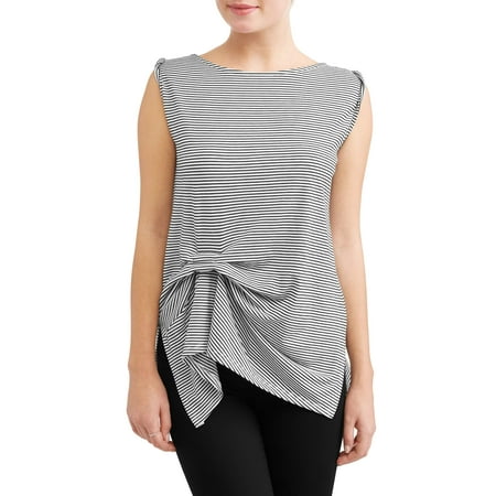 Knot Front Tank - Women's Knot Front Stripe Tank Top
