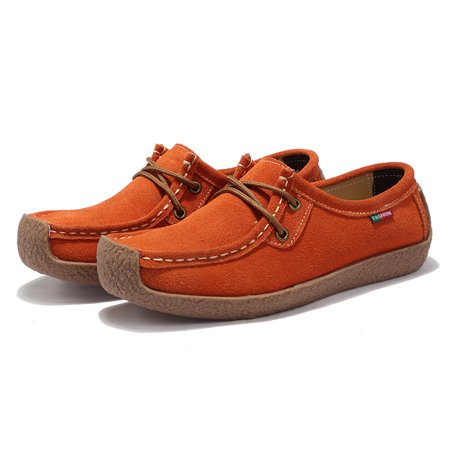

Toyella Large Size Sports Women s Shoes Suede Leather Orange 40