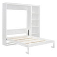 thumbnail image 4 of Solid Wood Bed Frame Murphy Bed Wall Bed with Shelves, Platform Bed Frame, Mid Century Bedframe, Wood Foundation(White, Full), 4 of 8