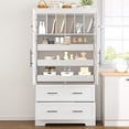 thumbnail image 4 of Harper & Bright Designs Tall Farmhouse Kitchen Pantry with 4 Doors, Dining Storage Cabinet with Pull-Out Trays, Freestanding Storage Cabinets with Drawers and Cake Pan Storage Organizer, White, 4 of 20
