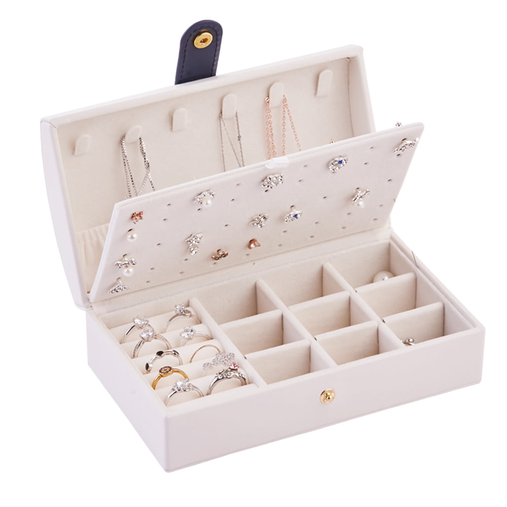 Details about   Jewelry Box Necklace Ring Storage Organizer Travel Leather Jewel Case Portable 