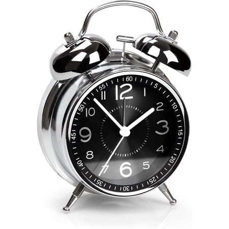 AYRELY Super Loud Alarm Clock for Heavy Sleepers Adults,Twin Bell Retro 4 Inch Silent Non Ticking
