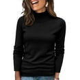 thumbnail image 2 of Turtleneck Sweaters for Women Long Sleeve Knitted Pullover Tops Casual Soft Slim Fit Lightweight 2025 Basic Outfits Black L, 2 of 6