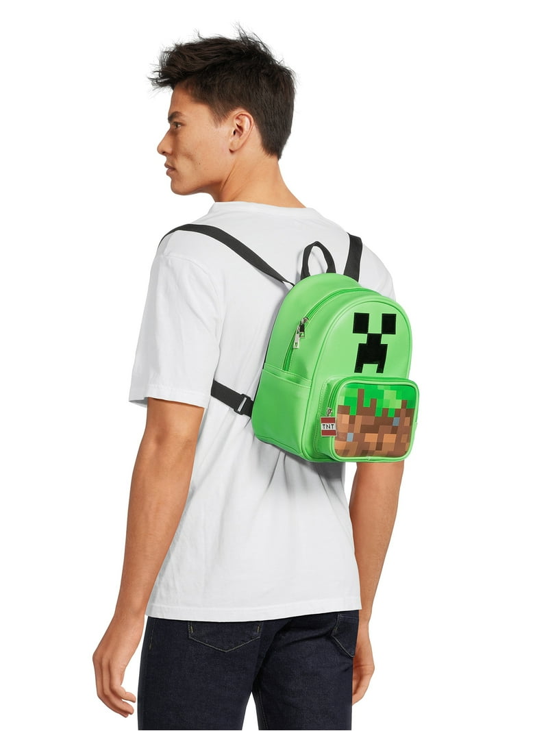 Minecraft Mini dome back creeper Backpack Pixel block book bag with Keychain NWT Minecraft Creeper Women main image 4