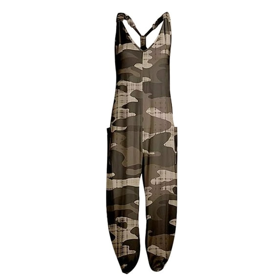 Calzi Ladies Floral Print Harem Pant Boho Jumpsuits Loose Casual Trousers Sleeveless V Neck Romper Long Pants