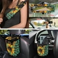 thumbnail image 4 of Garronmavis 15pcs Automobile Interior Sets Sunflower Leopard Print Front Rear Car Seat Covers Steering Wheel Cover Shoulder Protector Cover Coasters Keychain Rearview Mirror Cover, 4 of 7
