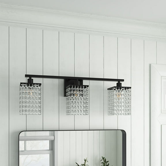 Aiwen Stylish 3-Light Dimmable Vanity Light Crystal Glass Shade Wall Sconce