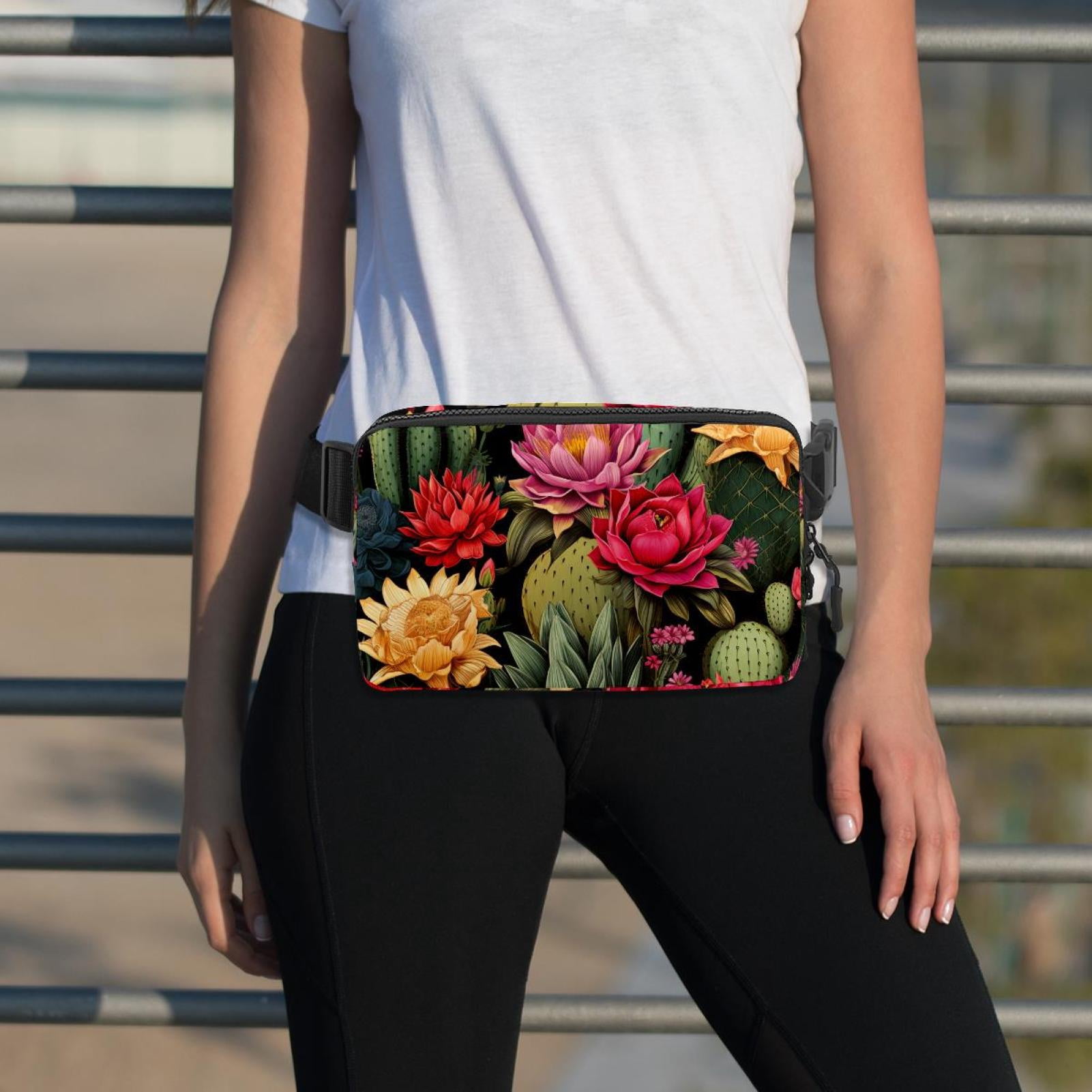 Cactus Running Belt Fanny Pack Belt Bag with Extension Strap Lightweight Adjustable Unisex