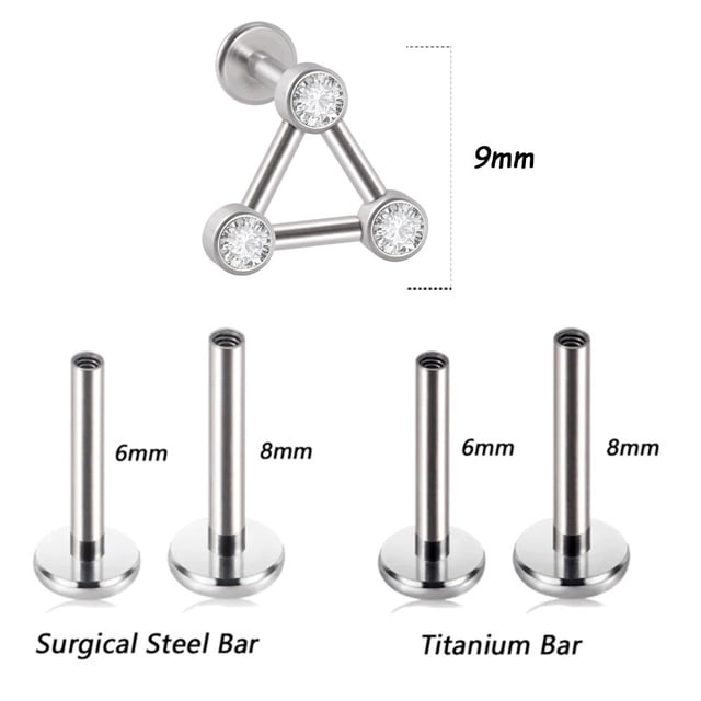 1PC G23 TitaniumSteel 16G CZ Gem Moon Labret Lip Bar Ring Crystal Flower Ear Cartílago Tragus Helix Piercing Tornillo Fit Top 16g Tan Jianjun unisex