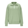 thumbnail image 4 of Domzest Womens Quarter Zip Pullover Long Sleeve Oversized Fleece Sweatshirts Trendy Collared Pullover Tops Daily Outfits Light Green M, 4 of 7