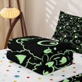 thumbnail image 5 of Manfei Cute Simple Cat Zipper Twin Comforter Sets with Fitted Sheet and 2 Pillowcases, Cartoon Kitten Zipper Bedding Set, Black Green, Polkadot Reversible, 4 Pieces, 5 of 7
