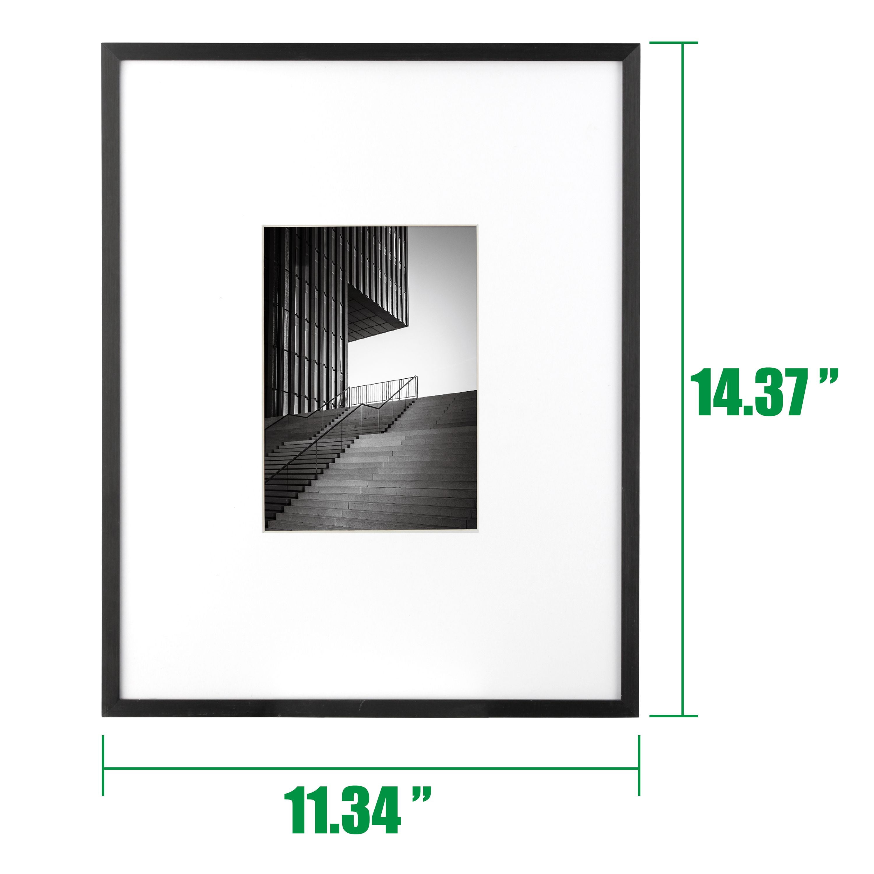 Better Homes & Gardens 11x14 Matted to 5x7 Metal Gallery Wall Picture Frame, Black, Non Glare