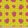 thumbnail image 2 of Ambesonne Summer Fabric by the Yard Upholstery, Strawberries and Hearts Art, 3 Yards, Earth Yellow Dark Coral, 2 of 5