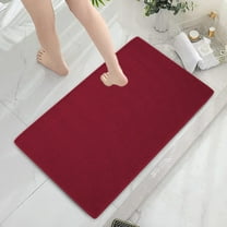 Taotanxi Non-Slip Bath Mat With Rubber-Backing, Braided Absorbent Machine Washable Thin Rug for Bathroom Floor, Quick Dry, Fits Under Door, 17''x24'' Red