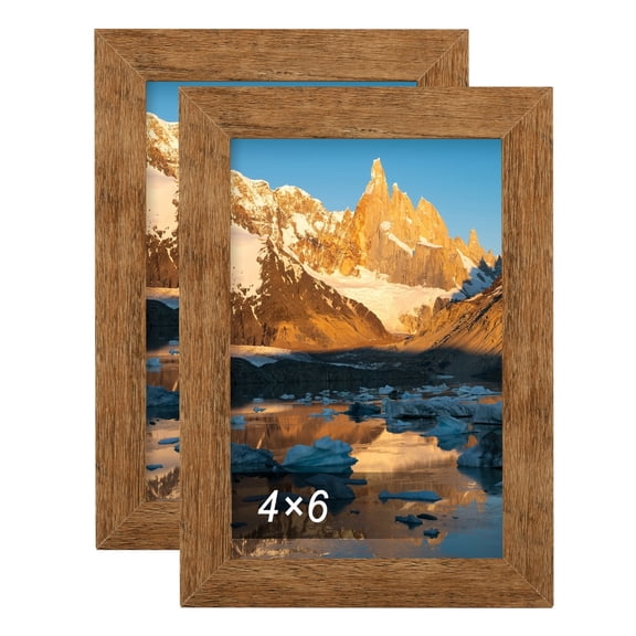 4x6 Picture Frames Rustic Wood, Density Board & Acrylic Picture Frames with Back Stand for Home Decor, Tabletop Display 2pcs