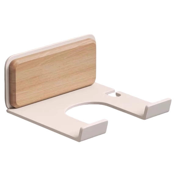 Geemin Wood Hairdryer Holder Wall Mounted Hair Dryer Holder Storage Rack Hair Care & Styling Tool Organizers Easy to Install