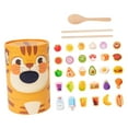 thumbnail image 2 of Juego de alimentación de animales, juego de combinación, entrenamiento con palillos, juguete de madera para clasificar alimentos con cuchara para escu, 2 of 9