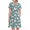 thumbnail image 1 of Balery Funny Chicken Vestidos sueltos de manga corta para mujer, vestidos de verano 2025, vestidos casuales de corte A con vuelo., 1 of 6