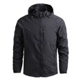 thumbnail image 2 of SWSMCLT Men's Hooded Zip Zipper Anorak Windbreaker Long Sleeve Outerwear Winter Pocket Warm Outdoor Full Black Medium, 2 of 2