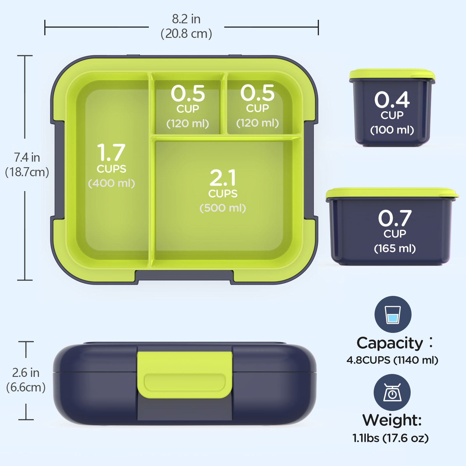 Caperci 4.8 Cup Bento Lunch Box for Kids photo 2
