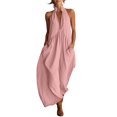thumbnail image 2 of Tumotour Summer Tank Dress For Women'S Linen Dress V-Neck Pocket Pleated Backless Maxi Beach Sundress, 2 of 7