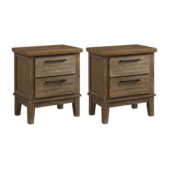 New Classic Furniture Cagney Wood Nightstand in Vintage (Set of 2)