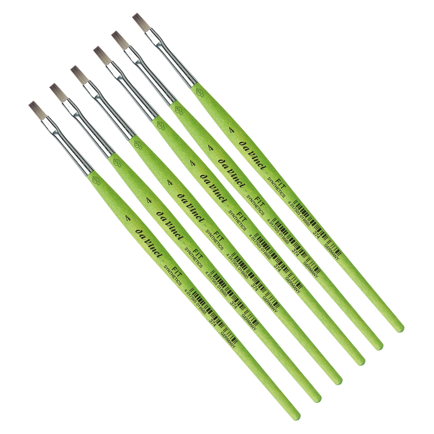 da Vinci FIT Synthetics Student Brush, Synthetic, Acrylic & Tempera, Flat, Series 374, Size 4, Pack of 6