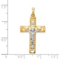 thumbnail image 2 of 14k Two-tone Gold Hollow Polished Textured Latin Crucifix 35x19mm Wide Pendant Necklace for Women, 2 of 2